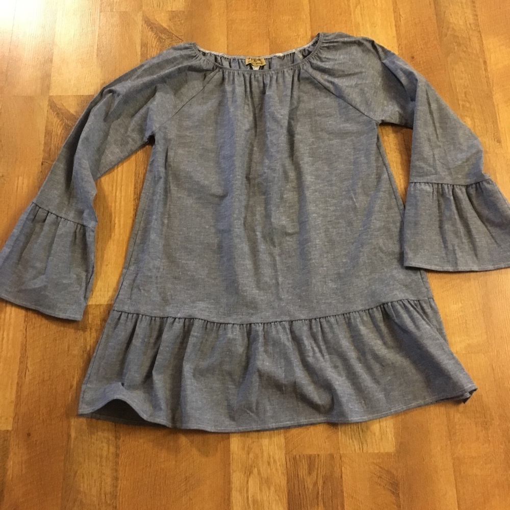 Chambray ruffle top